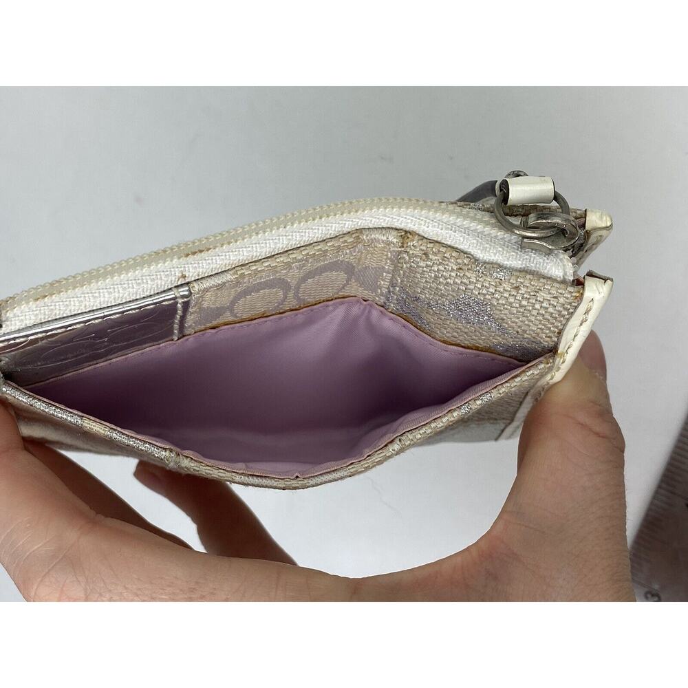 Coach Patchwork White Silver Canvas Small Zip Coi… - image 8